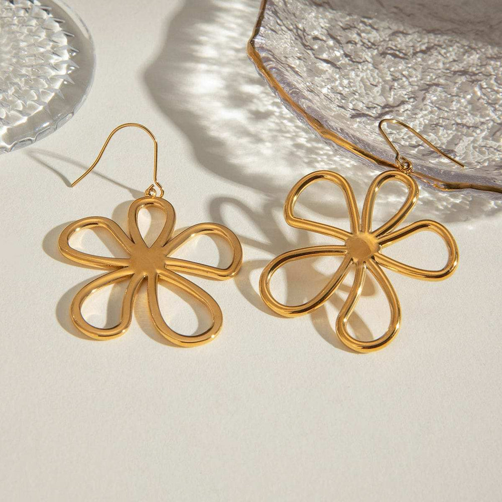 18K Gold-Plated Flower Earrings - Trendsi - Flyclothing LLC