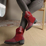 Suede Point Toe Block Heel Boots - Trendsi - Flyclothing LLC