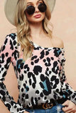 BiBi Gradation Leopard Print Soft Knit Deep U Neck Top - Trendsi - Flyclothing LLC