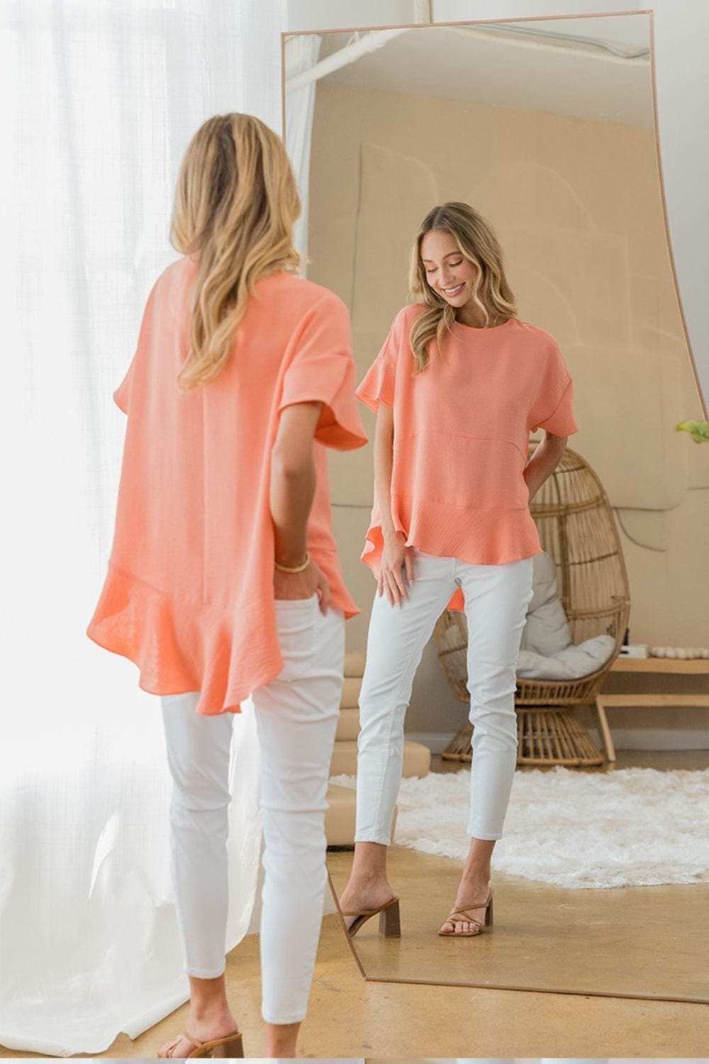 Sew In Love Round Neck Ruffled Top - Trendsi - Flyclothing LLC