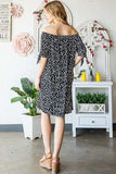 Heimish Full Size Short Sleeve Off Shoulder Animal Mini Dress Plus Size - Trendsi - Flyclothing LLC