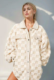 Double Take Button Up Fuzzy Checkered Shacket - Trendsi - Flyclothing LLC