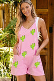 Cactus V-Neck Spaghetti Strap Overalls - Trendsi - Flyclothing LLC