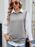 Buttoned Round Neck Sweater Vest - Trendsi - Flyclothing LLC