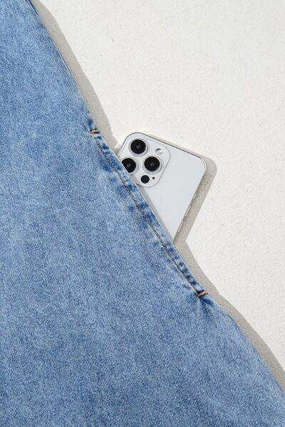 Short Sleeve Collared Patched Pocket Denim Mini Dress - Trendsi - Flyclothing LLC