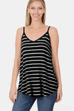 Zenana Striped V-Neck Curved Hem Cami - Trendsi - Flyclothing LLC