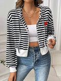 Striped Zip Up Long Sleeve Jacket - Trendsi - Flyclothing LLC