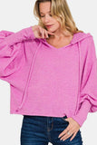 Zenana Brushed Hacci Drop Shoulder Cropped Hoodie - Trendsi - Flyclothing LLC