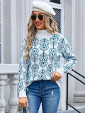 Flower Turtleneck Long Sleeve Sweater - Trendsi - Flyclothing LLC