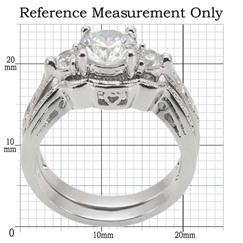 1W002 - Rhodium Brass Ring with AAA Grade CZ in Clear - Alamode - Flyclothing LLC