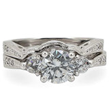 1W002 - Rhodium Brass Ring with AAA Grade CZ in Clear - Alamode - Flyclothing LLC