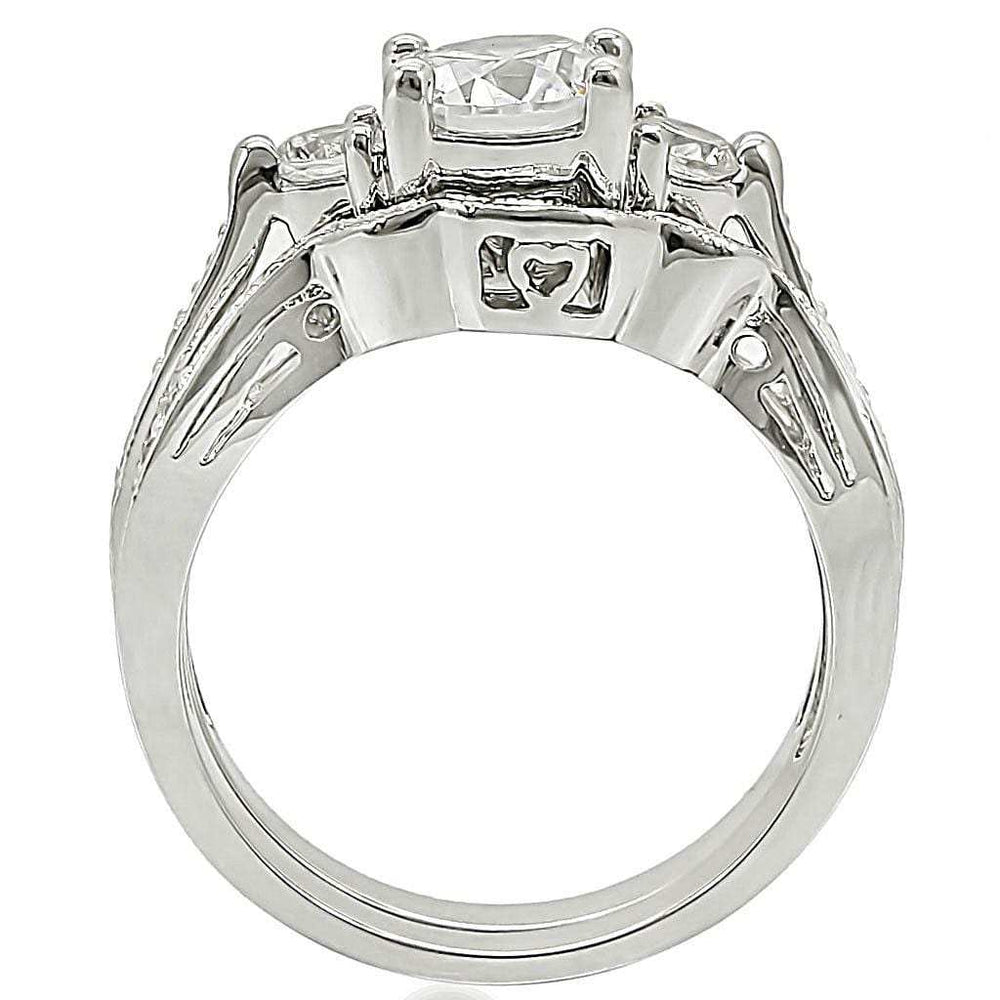 1W002 - Rhodium Brass Ring with AAA Grade CZ in Clear - Alamode - Flyclothing LLC