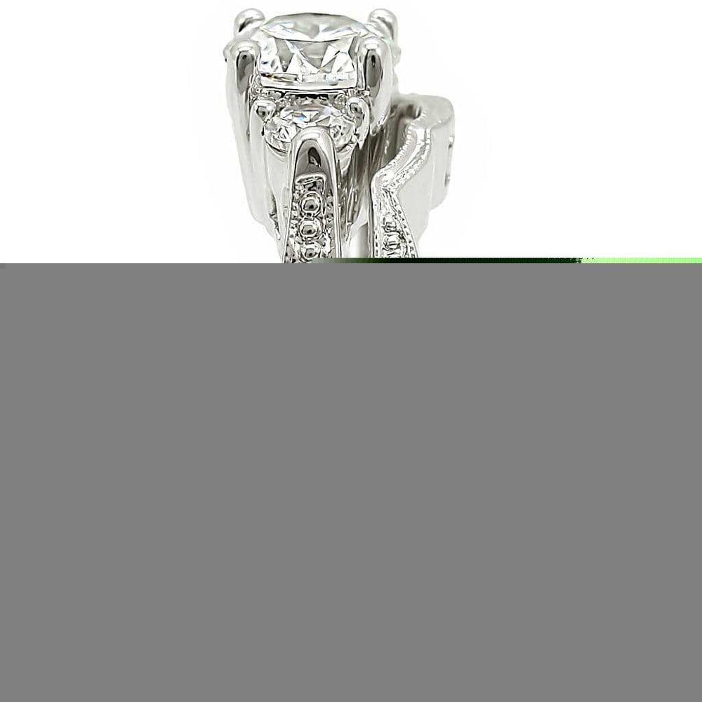 1W002 - Rhodium Brass Ring with AAA Grade CZ in Clear - Alamode - Flyclothing LLC