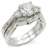 1W002 - Rhodium Brass Ring with AAA Grade CZ in Clear - Alamode - Flyclothing LLC