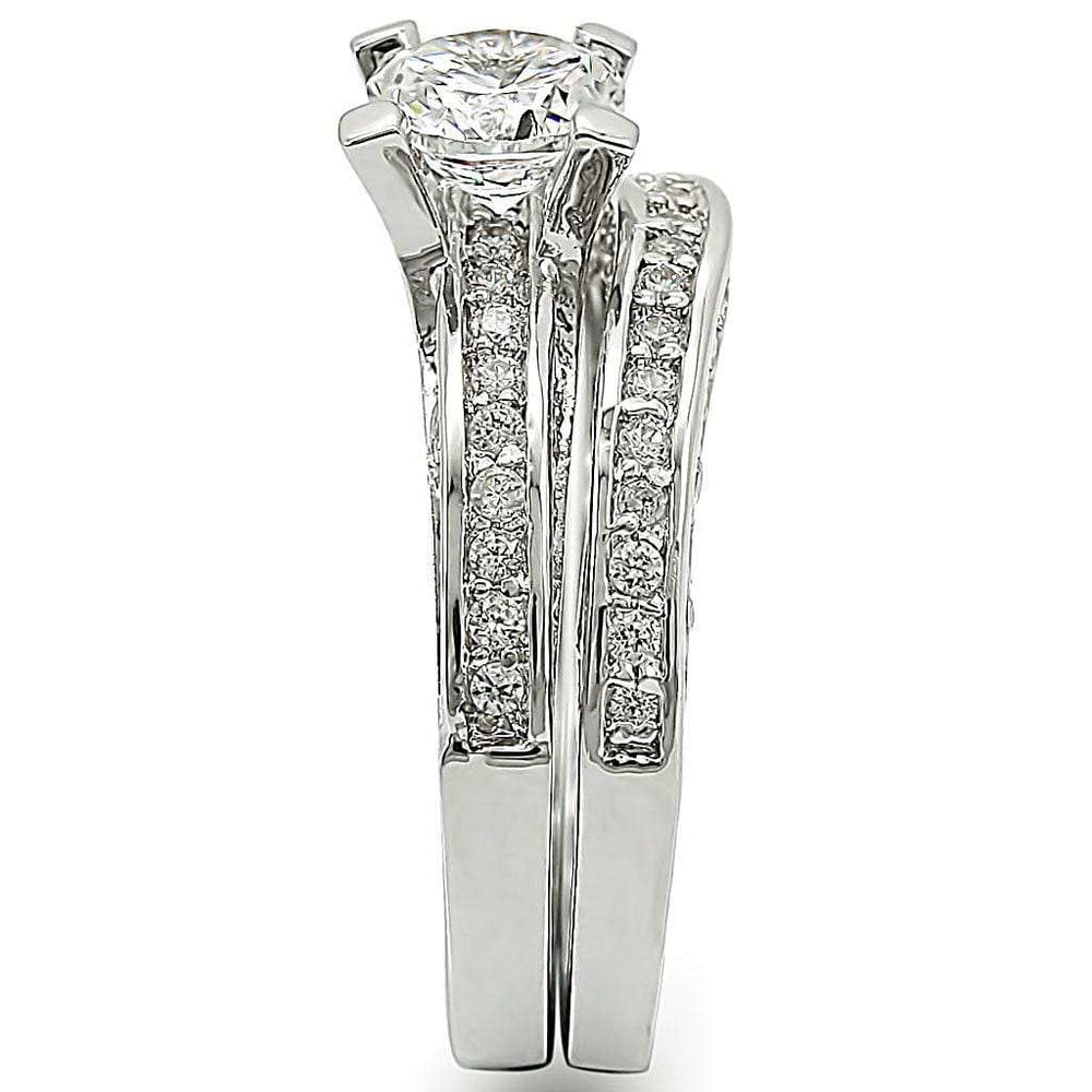 1W004 - Rhodium Brass Ring with AAA Grade CZ in Clear - Alamode - Flyclothing LLC
