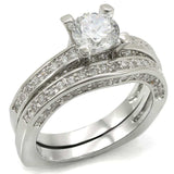 1W004 - Rhodium Brass Ring with AAA Grade CZ in Clear - Alamode - Flyclothing LLC