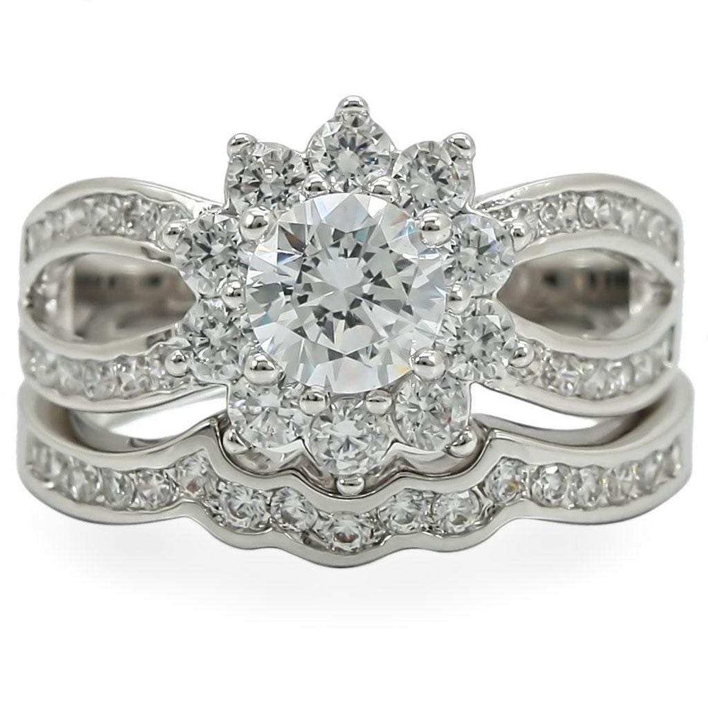 1W008 - Rhodium Brass Ring with AAA Grade CZ in Clear - Alamode - Flyclothing LLC