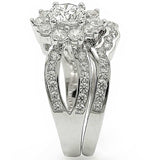1W008 - Rhodium Brass Ring with AAA Grade CZ in Clear - Alamode - Flyclothing LLC