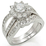 1W008 - Rhodium Brass Ring with AAA Grade CZ in Clear - Alamode - Flyclothing LLC