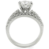 1W009 - Rhodium Brass Ring with AAA Grade CZ in Clear - Alamode - Flyclothing LLC