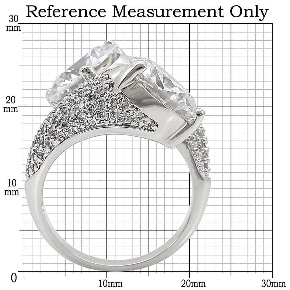 1W015 - Rhodium Brass Ring with AAA Grade CZ in Clear - Alamode - Flyclothing LLC