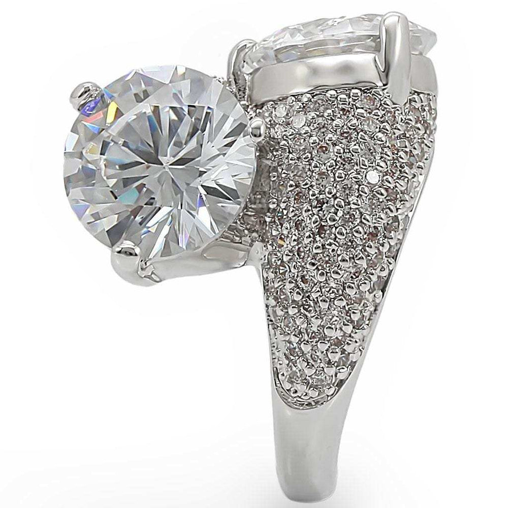 1W015 - Rhodium Brass Ring with AAA Grade CZ in Clear - Alamode - Flyclothing LLC