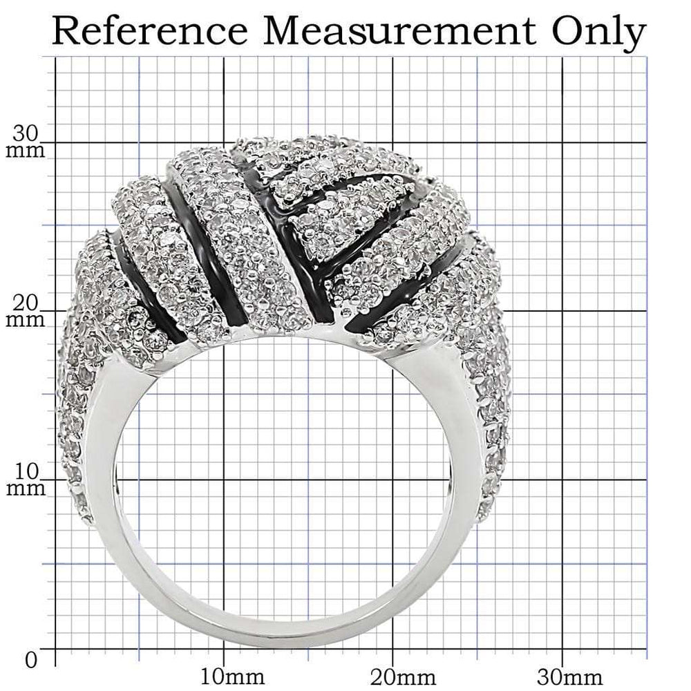 1W016 - Rhodium Brass Ring with AAA Grade CZ in Clear - Alamode - Flyclothing LLC