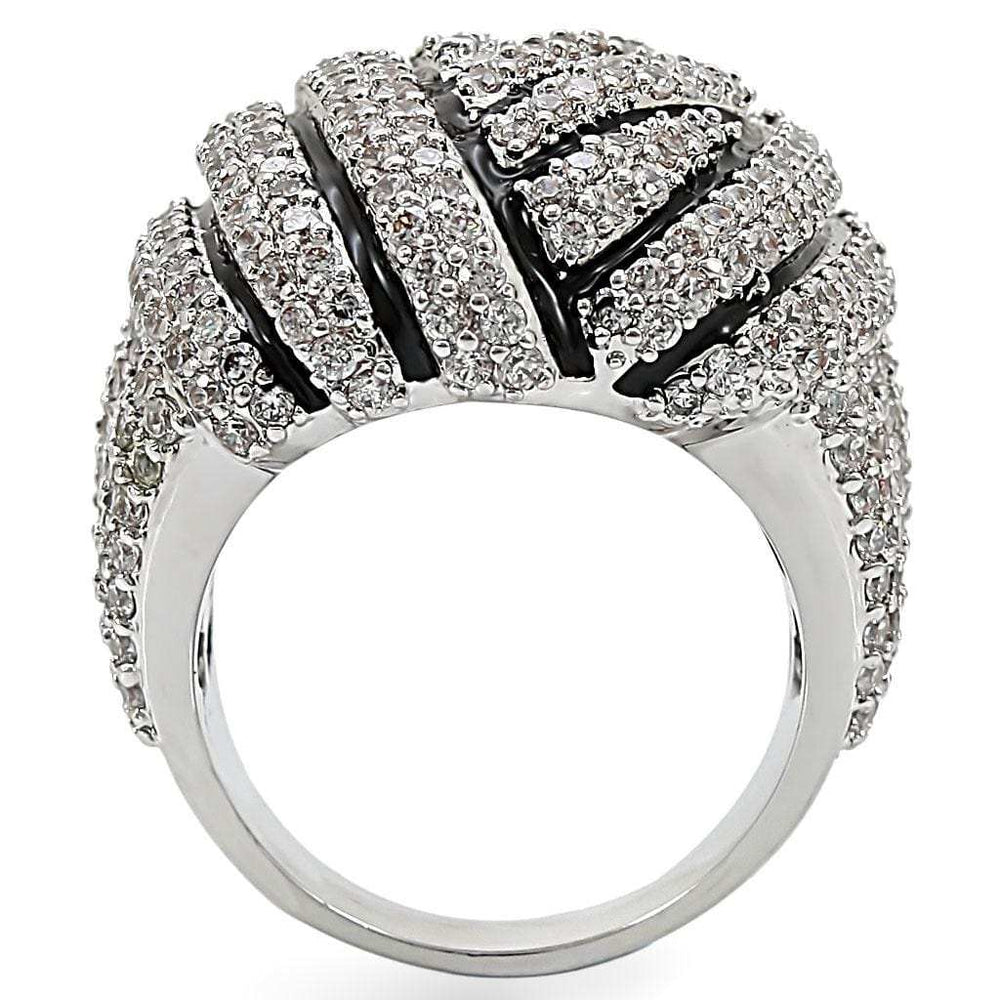 1W016 - Rhodium Brass Ring with AAA Grade CZ in Clear - Alamode - Flyclothing LLC