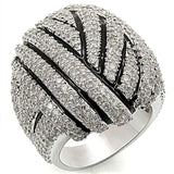 1W016 - Rhodium Brass Ring with AAA Grade CZ in Clear - Alamode - Flyclothing LLC
