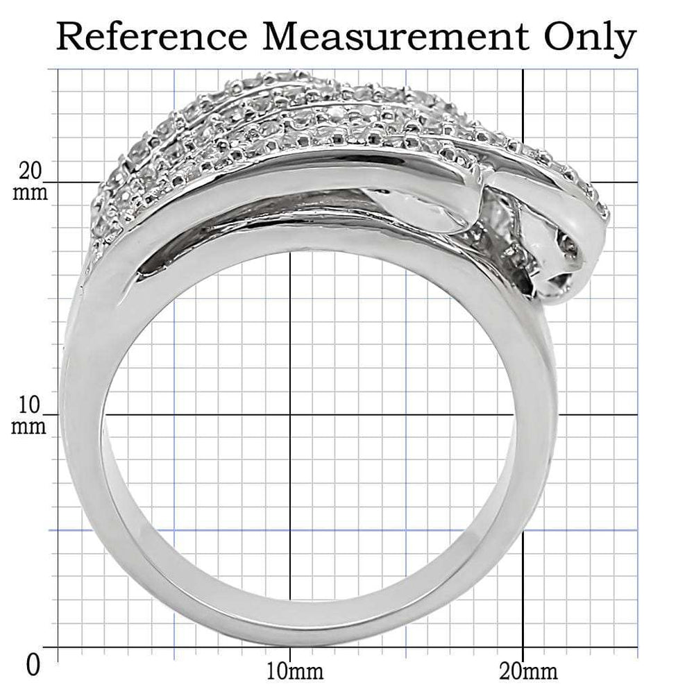 1W018 - Rhodium Brass Ring with AAA Grade CZ in Clear - Alamode - Flyclothing LLC