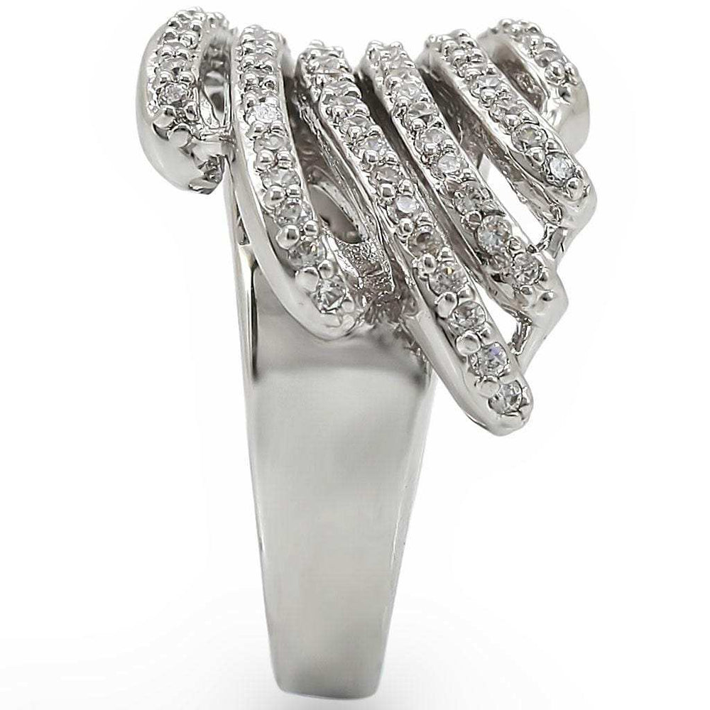 1W018 - Rhodium Brass Ring with AAA Grade CZ in Clear - Alamode - Flyclothing LLC
