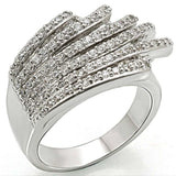 1W018 - Rhodium Brass Ring with AAA Grade CZ in Clear - Alamode - Flyclothing LLC