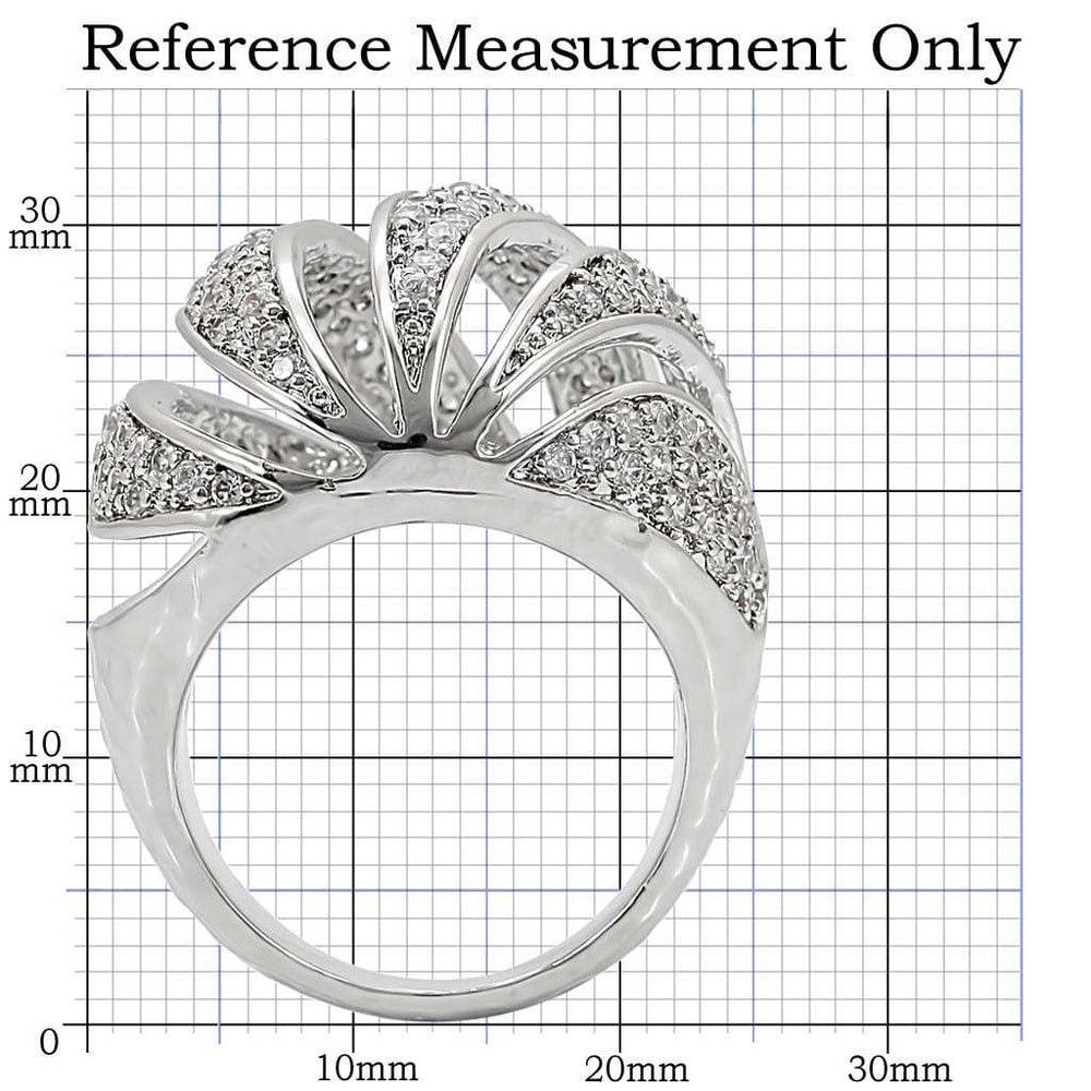 1W019 - Rhodium Brass Ring with AAA Grade CZ in Clear - Alamode - Flyclothing LLC