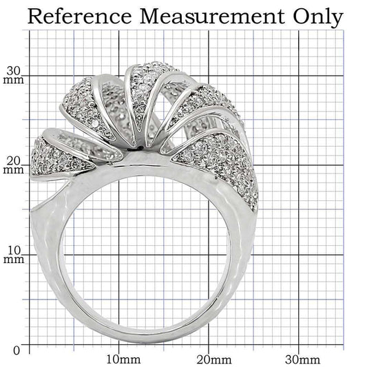 1W019 - Rhodium Brass Ring with AAA Grade CZ in Clear - Alamode - Flyclothing LLC