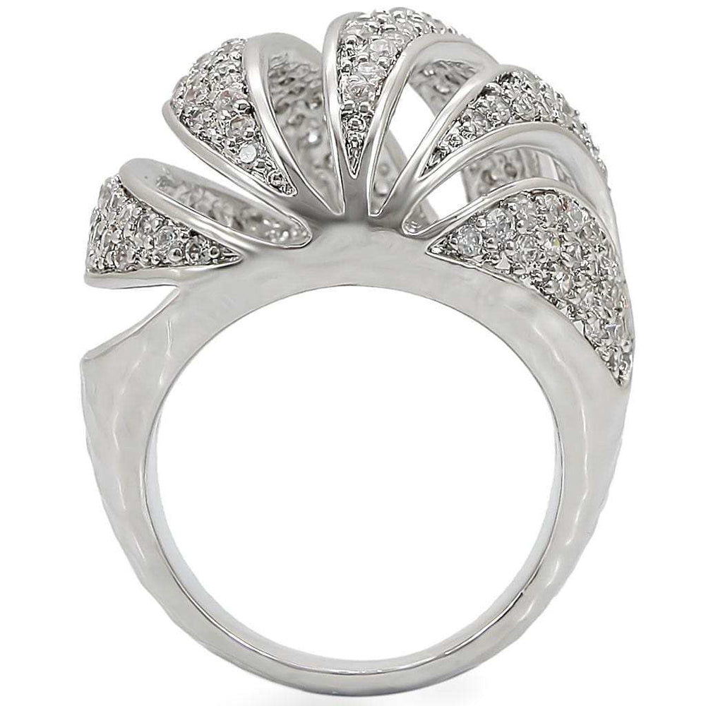 1W019 - Rhodium Brass Ring with AAA Grade CZ in Clear - Alamode - Flyclothing LLC