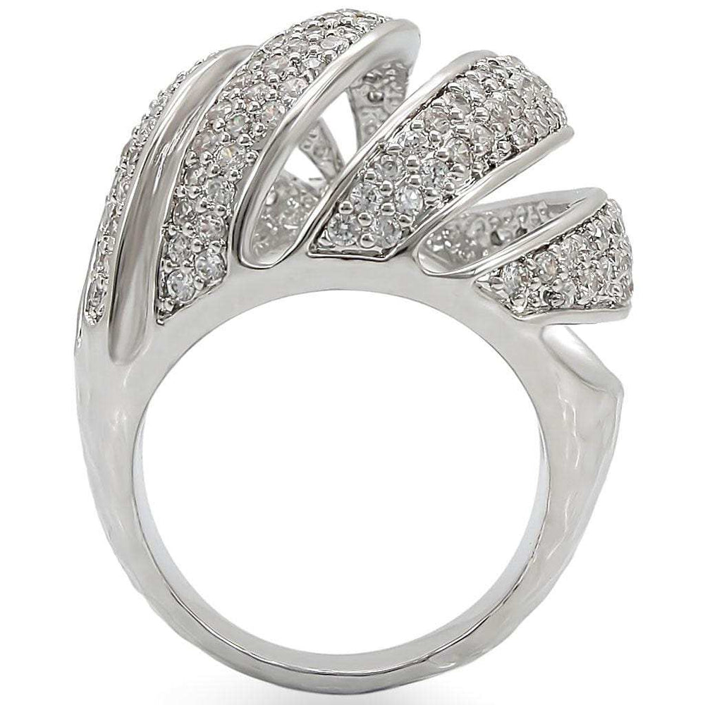 1W019 - Rhodium Brass Ring with AAA Grade CZ in Clear - Alamode - Flyclothing LLC