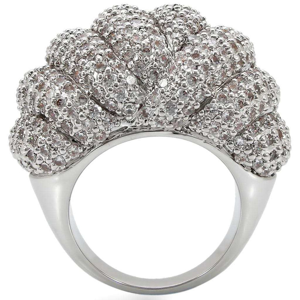 1W020 - Rhodium Brass Ring with AAA Grade CZ in Clear - Alamode - Flyclothing LLC