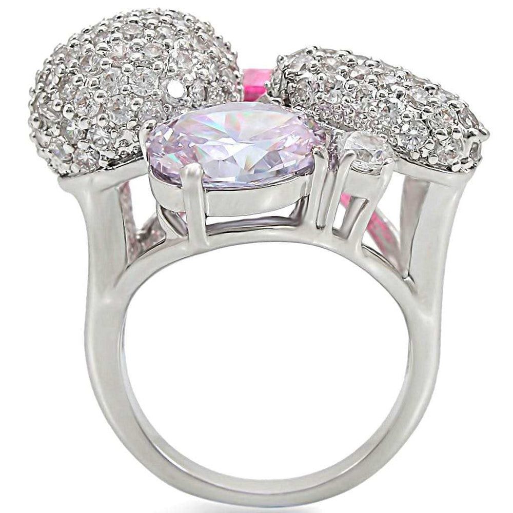 1W021 - Rhodium Brass Ring with AAA Grade CZ in Multi Color - Alamode - Flyclothing LLC