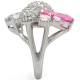 1W021 - Rhodium Brass Ring with AAA Grade CZ in Multi Color - Alamode - Flyclothing LLC