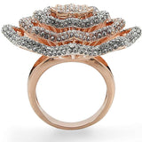 1W023 - Rose Gold + Rhodium Brass Ring with Top Grade Crystal in Clear - Alamode - Flyclothing LLC