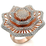 1W023 - Rose Gold + Rhodium Brass Ring with Top Grade Crystal in Clear - Alamode - Flyclothing LLC