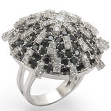 1W029 - Rhodium Brass Ring with AAA Grade CZ in Black Diamond - Alamode - Flyclothing LLC