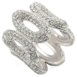 1W032 - Rhodium Brass Ring with Top Grade Crystal in Clear - Alamode - Flyclothing LLC