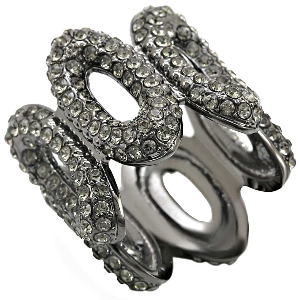 1W033 - Ruthenium Brass Ring with Top Grade Crystal in Black Diamond - Alamode - Flyclothing LLC