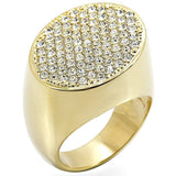 1W034 - Gold Brass Ring with Top Grade Crystal in Clear - Alamode - Flyclothing LLC