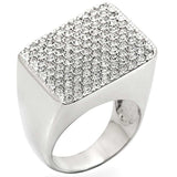 1W035 - Rhodium Brass Ring with Top Grade Crystal in Clear - Alamode - Flyclothing LLC