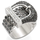 1W048 - Rhodium + Ruthenium Brass Ring with AAA Grade CZ in Black Diamond - Alamode - Flyclothing LLC