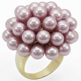 1W051 - Gold Brass Ring with Synthetic Pearl in Light Amethyst - Alamode - Flyclothing LLC