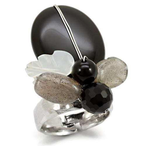 LOA594 - Antique Tone Brass Ring with Assorted in Multi Color - Alamode - Flyclothing LLC