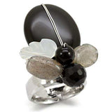 LOA594 - Antique Tone Brass Ring with Assorted in Multi Color - Alamode - Flyclothing LLC